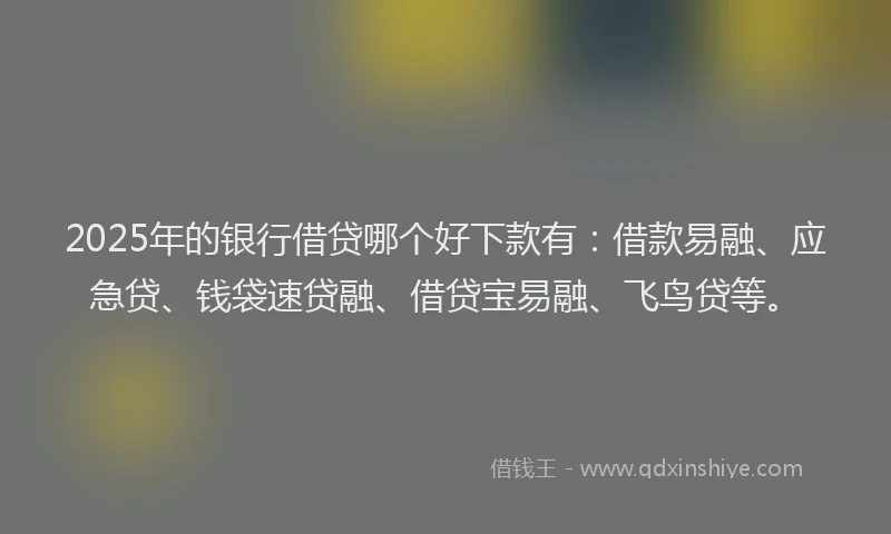 2025年的银行借贷哪个好下款有：借款易融、应急贷、钱袋速贷融、借贷宝易融、飞鸟贷等。