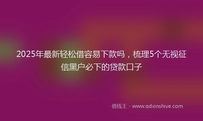 2025年最新轻松借容易下款吗，梳理5个无视征信黑户必下的贷款口子