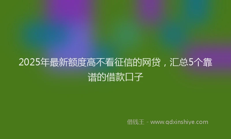 2025年最新额度高不看征信的网贷，汇总5个靠谱的借款口子