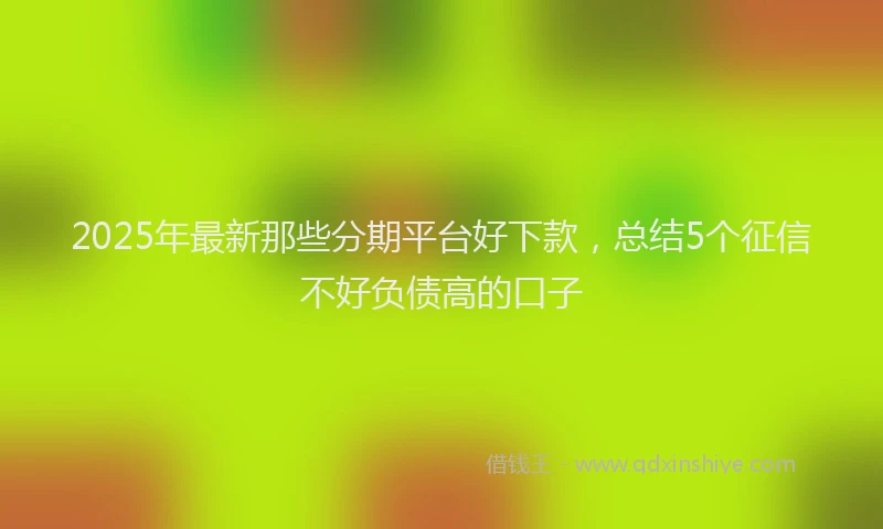 2025年最新那些分期平台好下款，总结5个征信不好负债高的口子