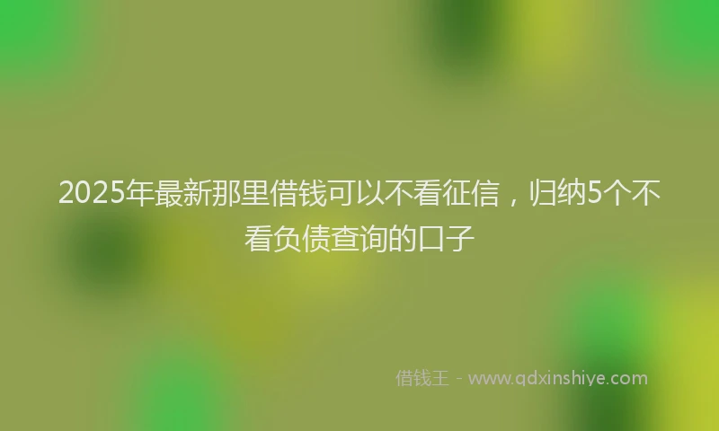 2025年最新那里借钱可以不看征信，归纳5个不看负债查询的口子