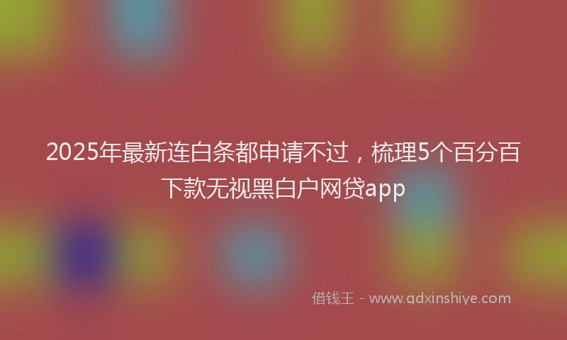 2025年最新连白条都申请不过，梳理5个百分百下款无视黑白户网贷app