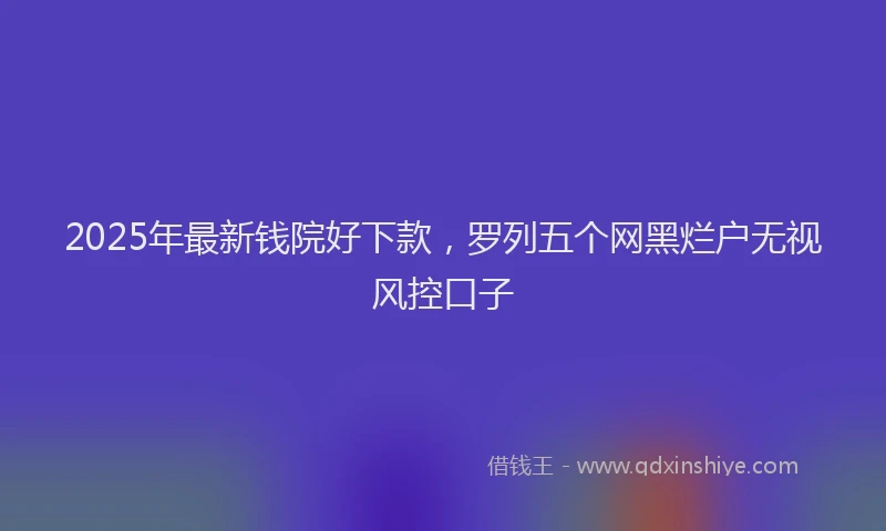 2025年最新钱院好下款，罗列五个网黑烂户无视风控口子