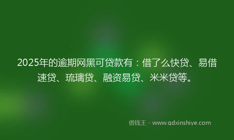 2025年的逾期网黑可贷款有：借了么快贷、易借速贷、琉璃贷、融资易贷、米米贷等。