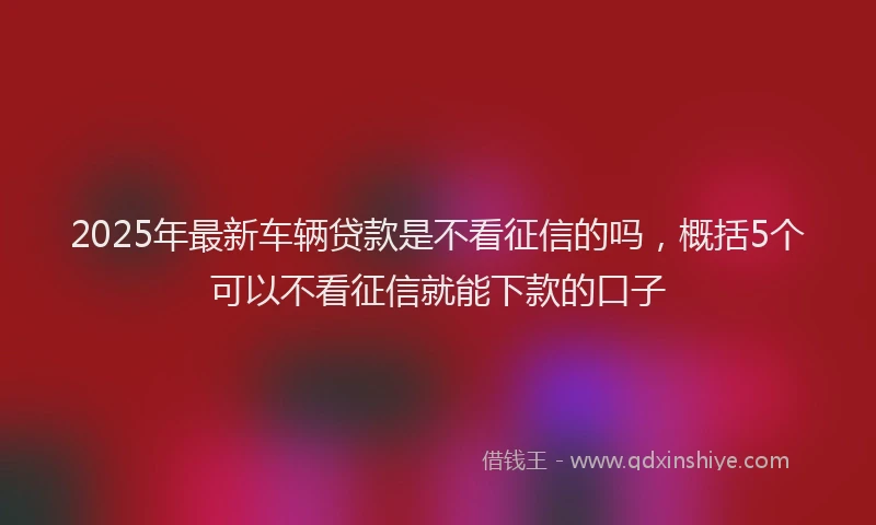 2025年最新车辆贷款是不看征信的吗，概括5个可以不看征信就能下款的口子