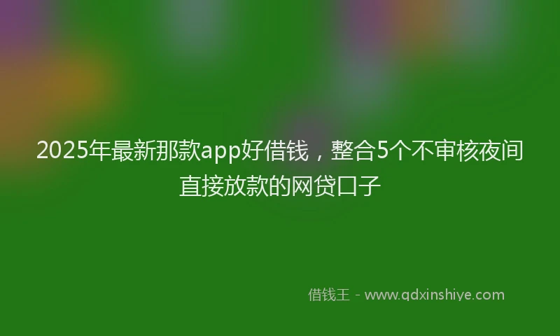 2025年最新那款app好借钱，整合5个不审核夜间直接放款的网贷口子