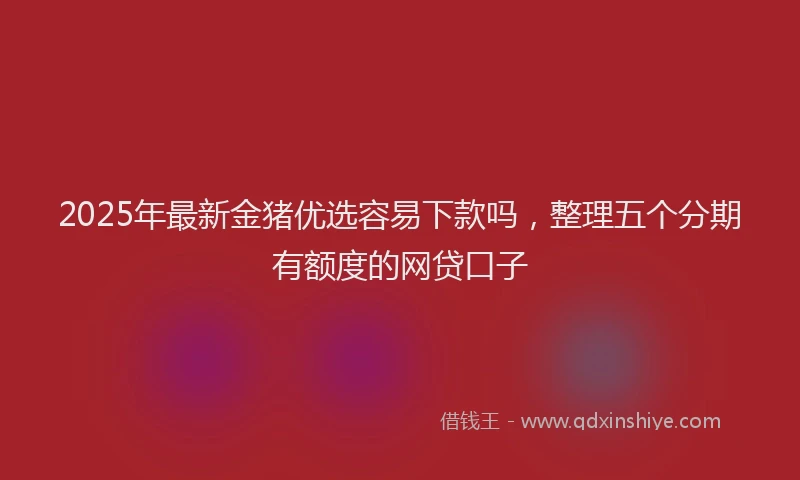 2025年最新金猪优选容易下款吗，整理五个分期有额度的网贷口子