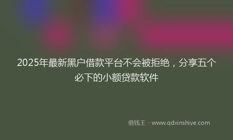 2025年最新黑户借款平台不会被拒绝，分享五个必下的小额贷款软件