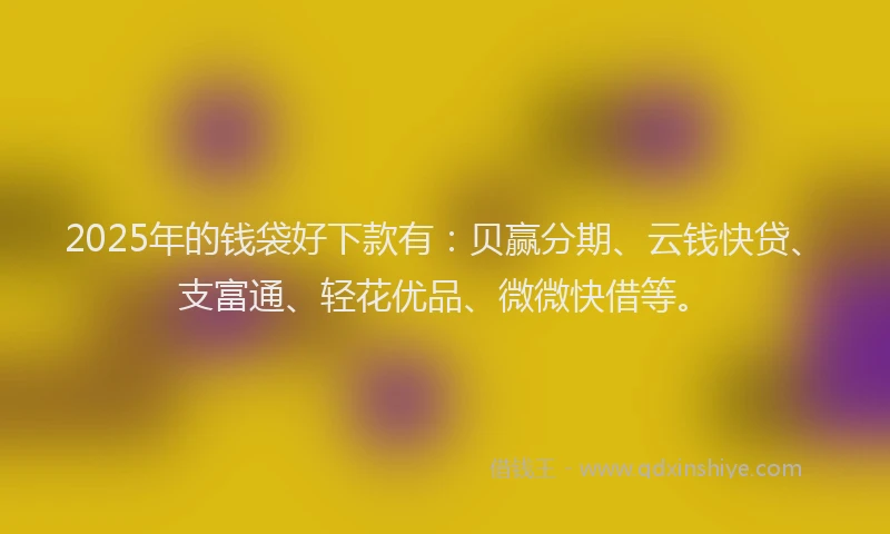 2025年的钱袋好下款有：贝赢分期、云钱快贷、支富通、轻花优品、微微快借等。