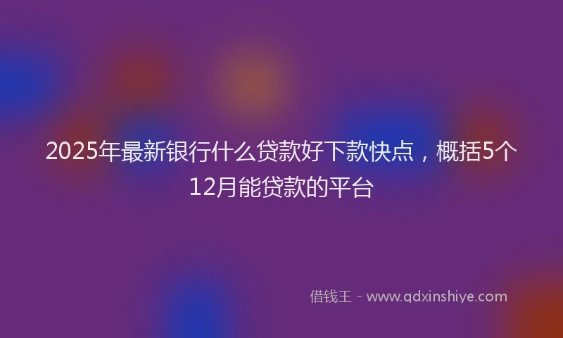 2025年最新银行什么贷款好下款快点，概括5个12月能贷款的平台