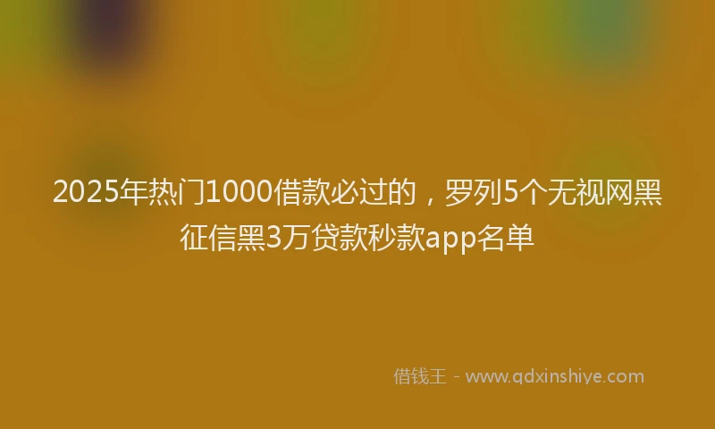 2025年热门1000借款必过的，罗列5个无视网黑征信黑3万贷款秒款app名单