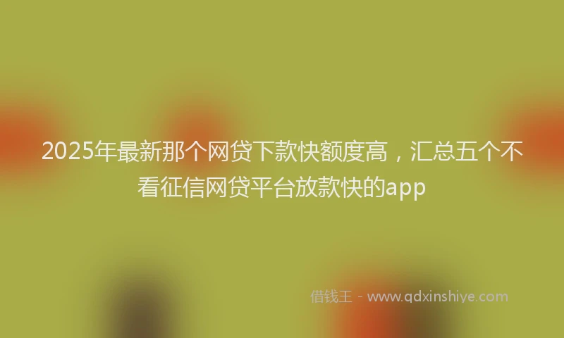2025年最新那个网贷下款快额度高，汇总五个不看征信网贷平台放款快的app