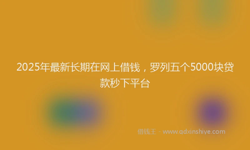 2025年最新长期在网上借钱，罗列五个5000块贷款秒下平台