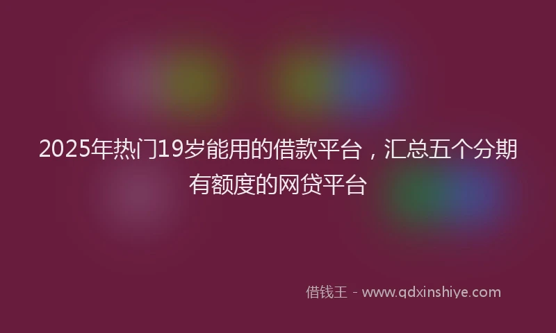 2025年热门19岁能用的借款平台，汇总五个分期有额度的网贷平台