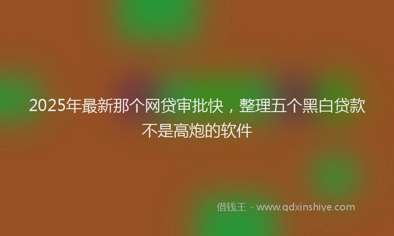 2025年最新那个网贷审批快，整理五个黑白贷款不是高炮的软件