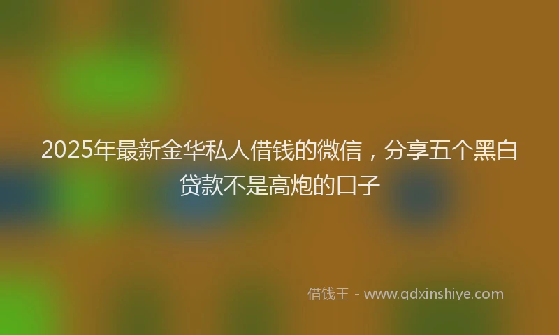 2025年最新金华私人借钱的微信，分享五个黑白贷款不是高炮的口子