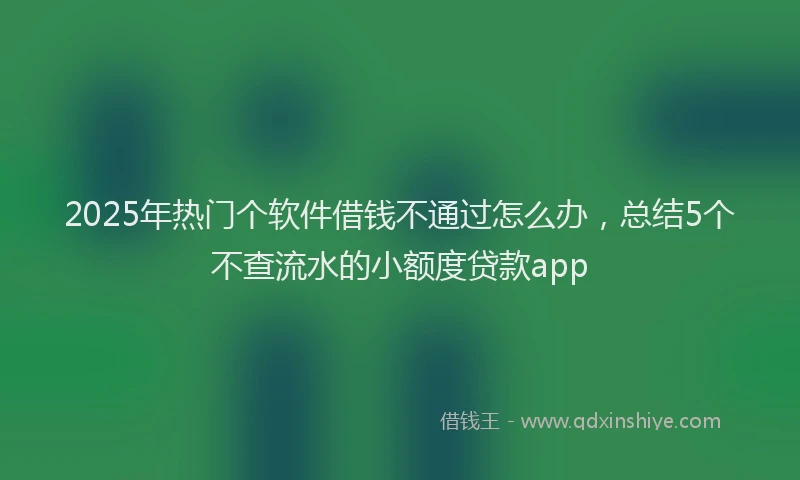 2025年热门个软件借钱不通过怎么办，总结5个不查流水的小额度贷款app