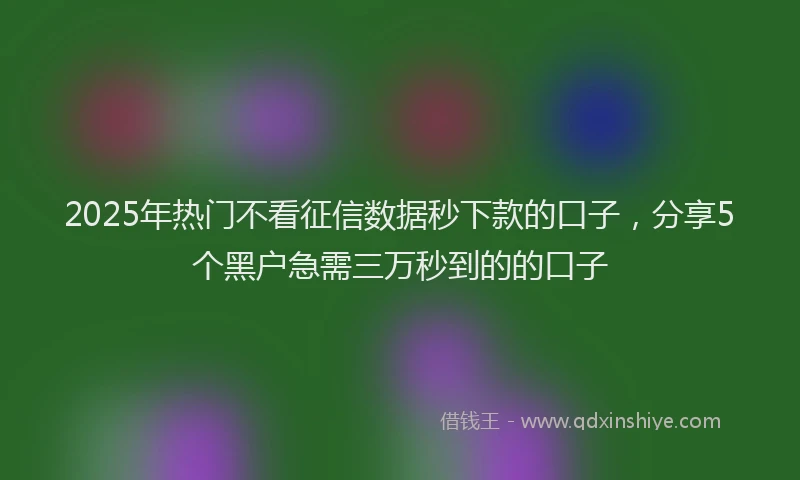 2025年热门不看征信数据秒下款的口子，分享5个黑户急需三万秒到的的口子