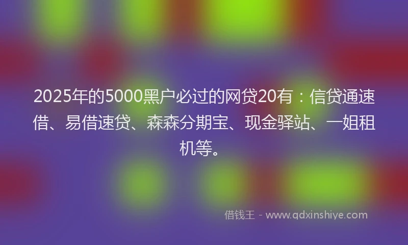 2025年的5000黑户必过的网贷20有：信贷通速借、易借速贷、森森分期宝、现金驿站、一姐租机等。