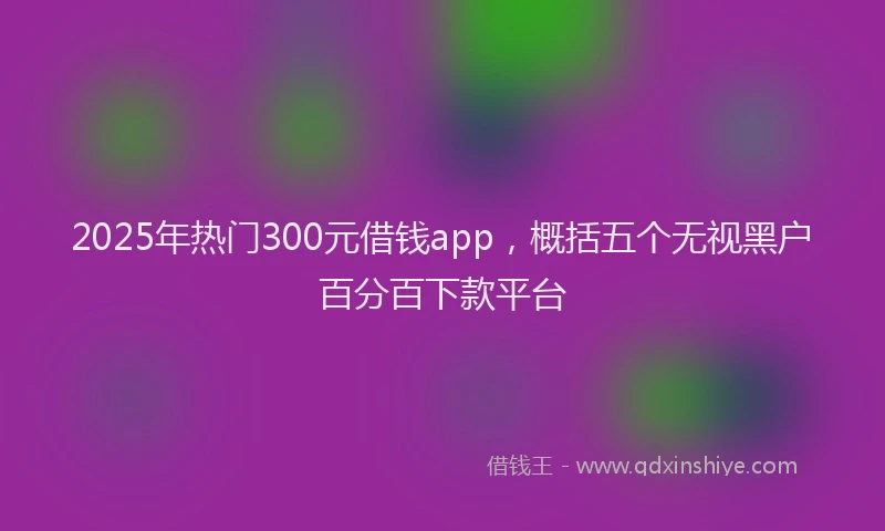 2025年热门300元借钱app，概括五个无视黑户百分百下款平台