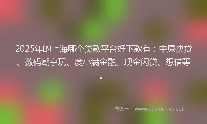 2025年的上海哪个贷款平台好下款有：中原快贷、数码潮享玩、度小满金融、现金闪贷、想借等。