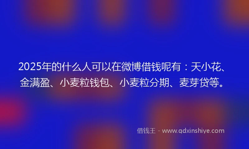 2025年的什么人可以在微博借钱呢有：天小花、金满盈、小麦粒钱包、小麦粒分期、麦芽贷等。