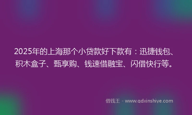 2025年的上海那个小贷款好下款有：迅捷钱包、积木盒子、甄享购、钱速借融宝、闪借快行等。