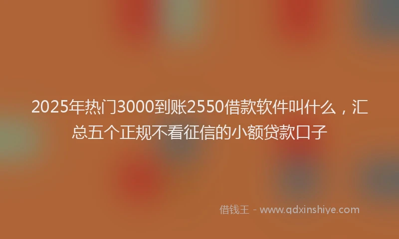 2025年热门3000到账2550借款软件叫什么，汇总五个正规不看征信的小额贷款口子