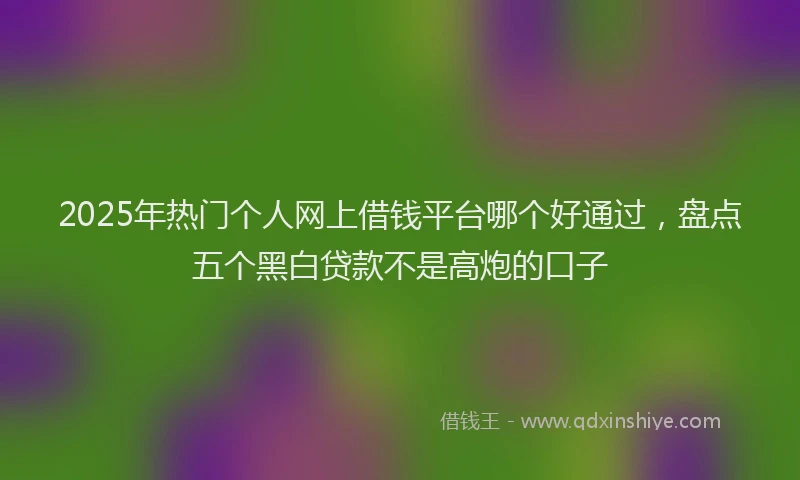 2025年热门个人网上借钱平台哪个好通过，盘点五个黑白贷款不是高炮的口子