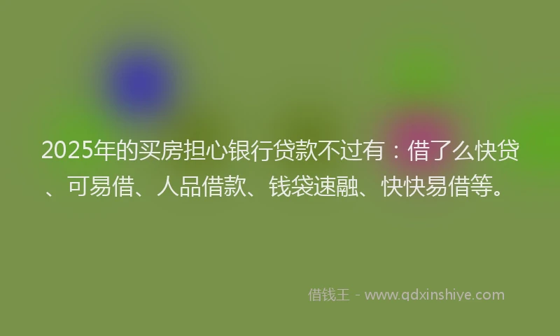 2025年的买房担心银行贷款不过有：借了么快贷、可易借、人品借款、钱袋速融、快快易借等。