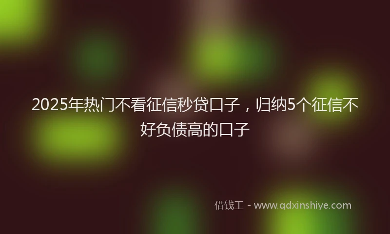 2025年热门不看征信秒贷口子，归纳5个征信不好负债高的口子