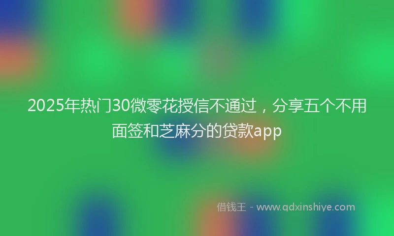 2025年热门30微零花授信不通过，分享五个不用面签和芝麻分的贷款app