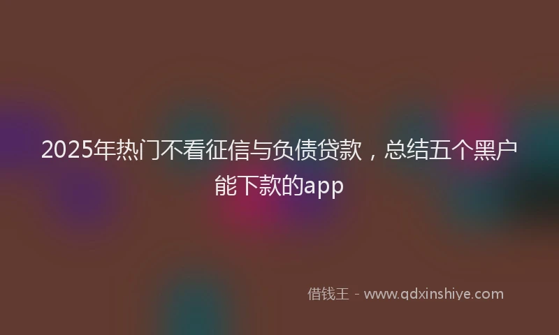 2025年热门不看征信与负债贷款，总结五个黑户能下款的app
