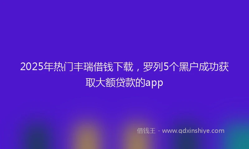 2025年热门丰瑞借钱下载，罗列5个黑户成功获取大额贷款的app
