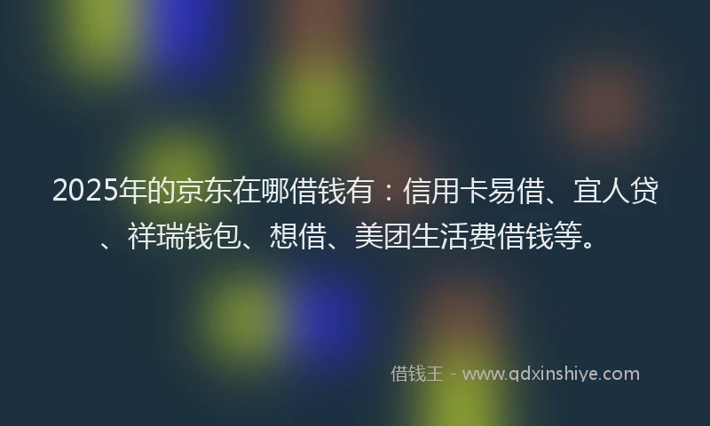 2025年的京东在哪借钱有：信用卡易借、宜人贷、祥瑞钱包、想借、美团生活费借钱等。