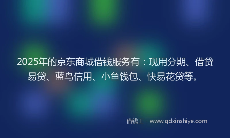 2025年的京东商城借钱服务有：现用分期、借贷易贷、蓝鸟信用、小鱼钱包、快易花贷等。