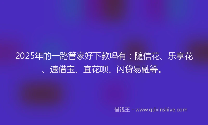 2025年的一路管家好下款吗有：随信花、乐享花、速借宝、宜花呗、闪贷易融等。
