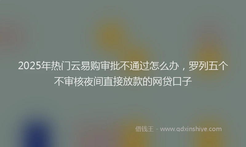 2025年热门云易购审批不通过怎么办，罗列五个不审核夜间直接放款的网贷口子