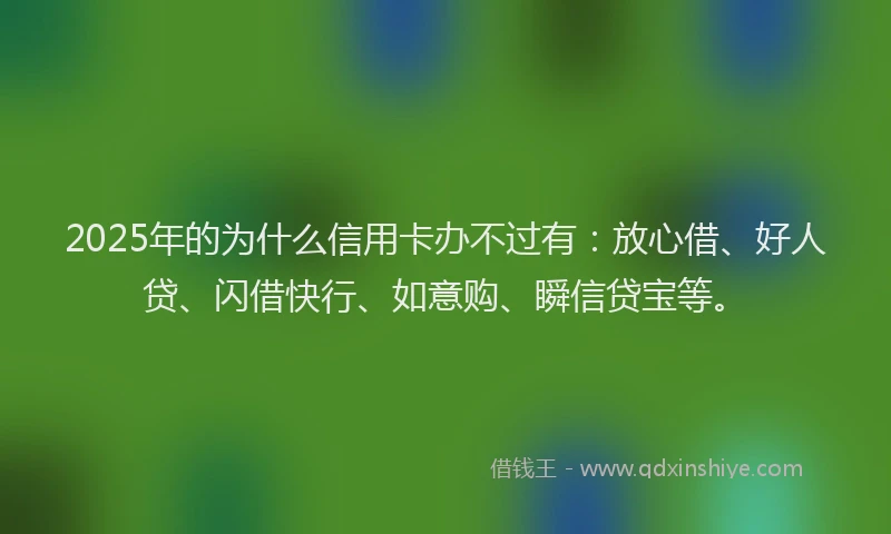2025年的为什么信用卡办不过有：放心借、好人贷、闪借快行、如意购、瞬信贷宝等。