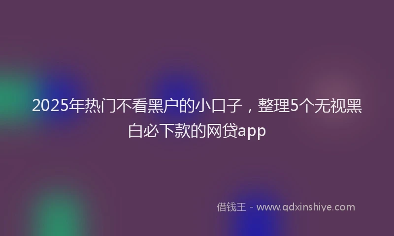 2025年热门不看黑户的小口子，整理5个无视黑白必下款的网贷app