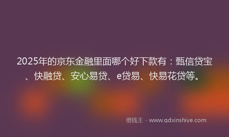 2025年的京东金融里面哪个好下款有：甄信贷宝、快融贷、安心易贷、e贷易、快易花贷等。