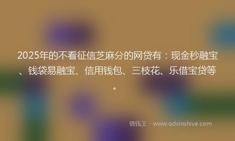 2025年的不看征信芝麻分的网贷有：现金秒融宝、钱袋易融宝、信用钱包、三枝花、乐借宝贷等。