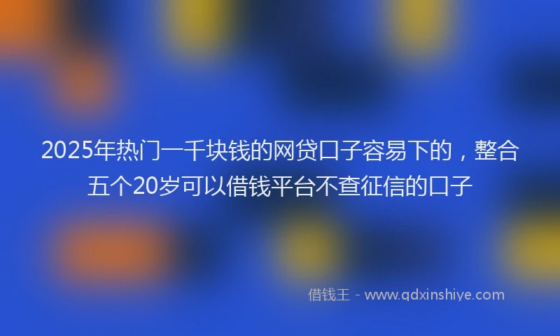 2025年热门一千块钱的网贷口子容易下的，整合五个20岁可以借钱平台不查征信的口子