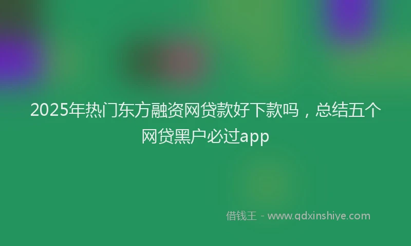 2025年热门东方融资网贷款好下款吗，总结五个网贷黑户必过app