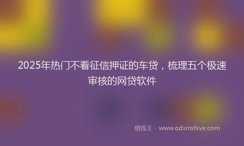 2025年热门不看征信押证的车贷，梳理五个极速审核的网贷软件