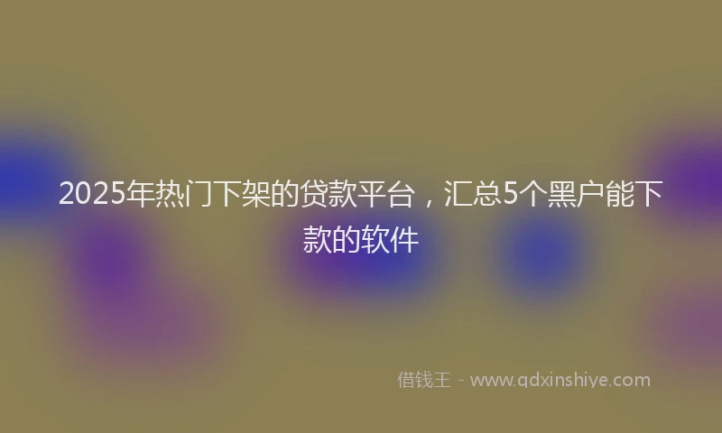 2025年热门下架的贷款平台，汇总5个黑户能下款的软件