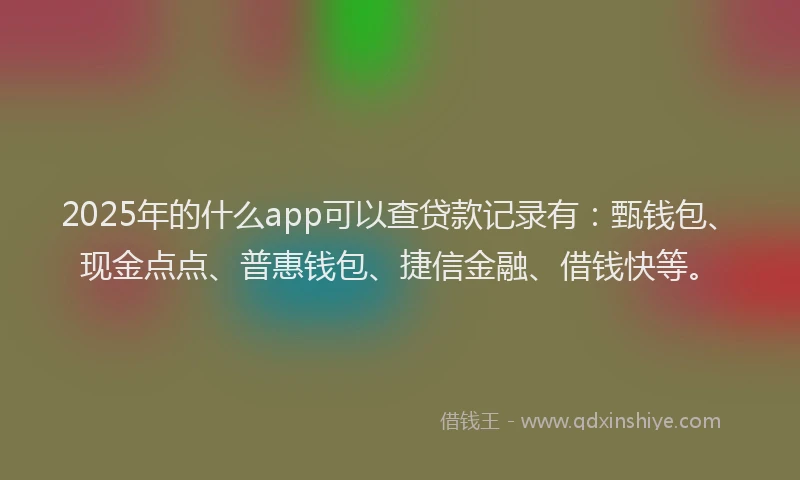 2025年的什么app可以查贷款记录有：甄钱包、现金点点、普惠钱包、捷信金融、借钱快等。