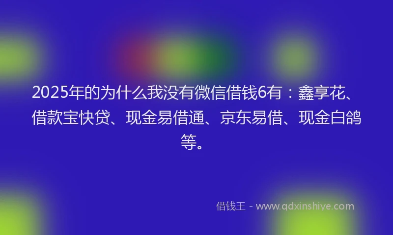 2025年的为什么我没有微信借钱6有：鑫享花、借款宝快贷、现金易借通、京东易借、现金白鸽等。