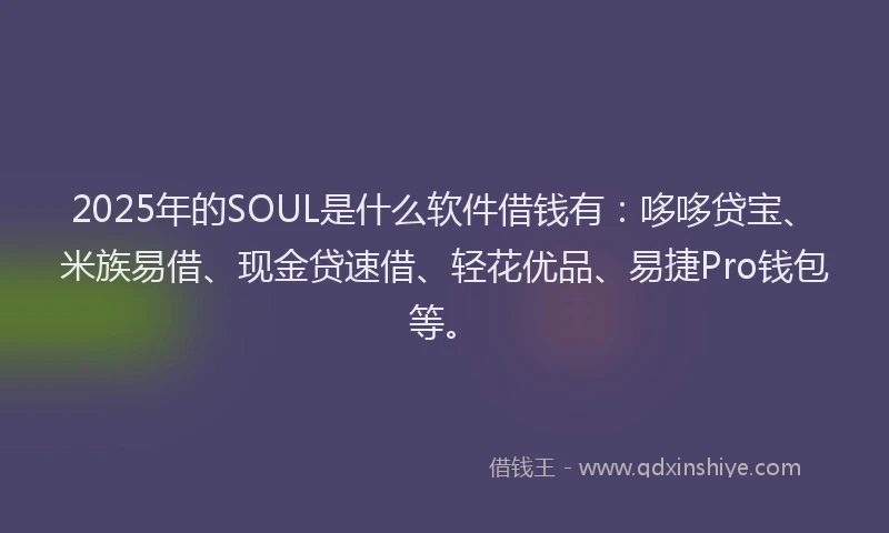 2025年的SOUL是什么软件借钱有：哆哆贷宝、米族易借、现金贷速借、轻花优品、易捷Pro钱包等。
