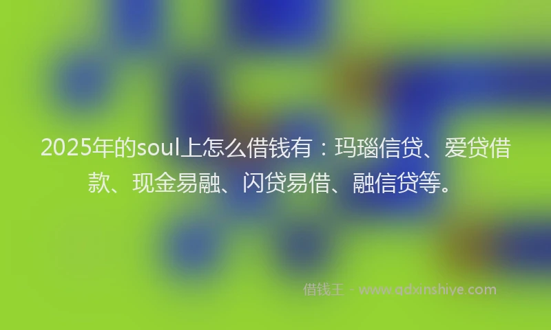 2025年的soul上怎么借钱有：玛瑙信贷、爱贷借款、现金易融、闪贷易借、融信贷等。